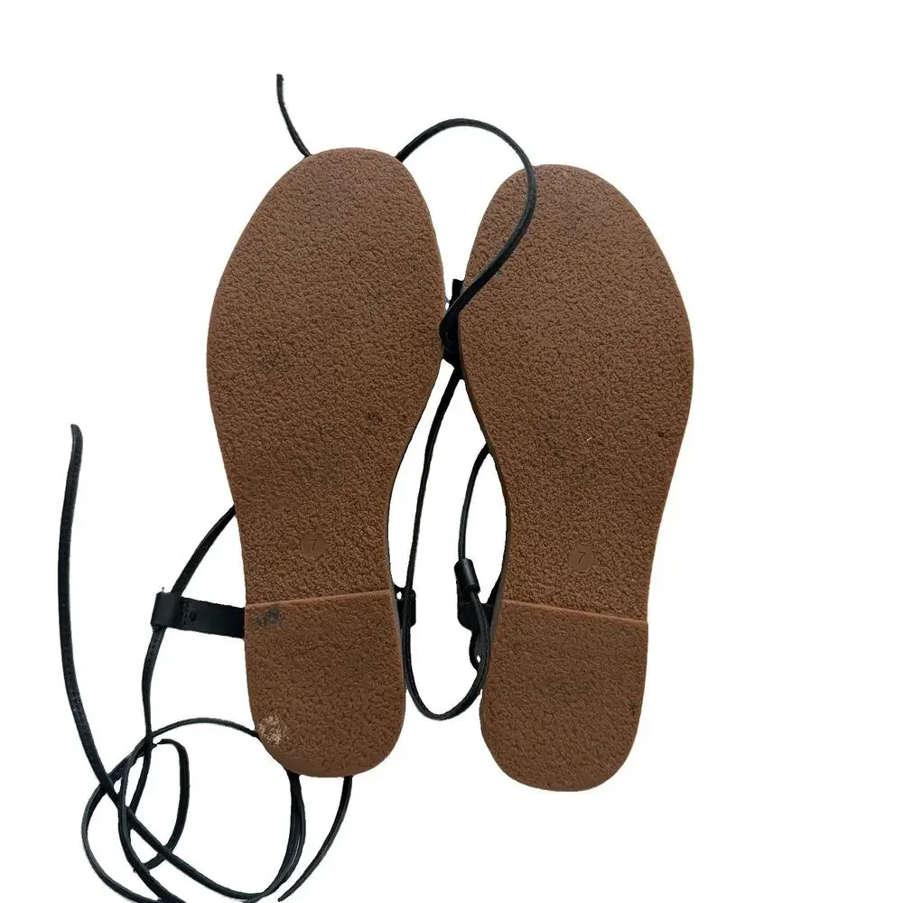 Madewell Black Wrap Around Women’s Leather Sandals 7 Boho Preppy - Picture 5 of 7